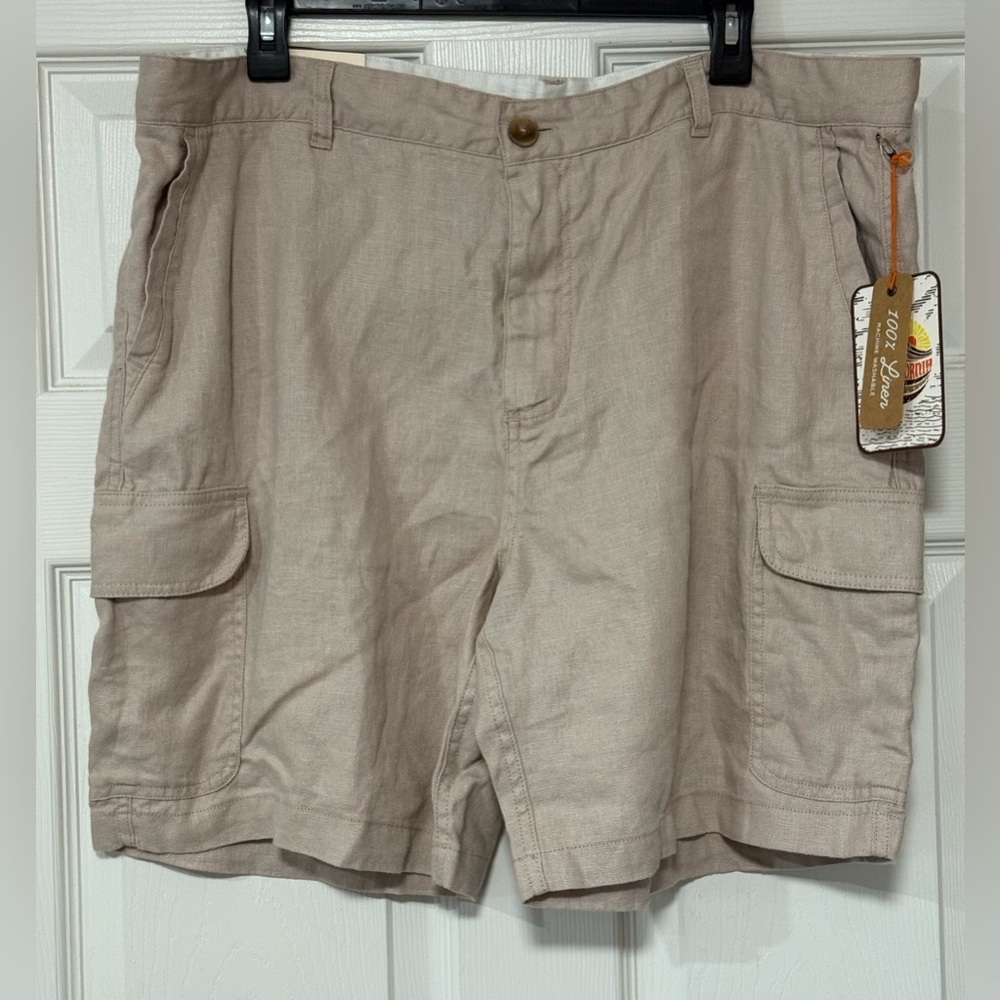C&C California Men's Beige 100% Linen Cargo Shorts Size 40 NWT